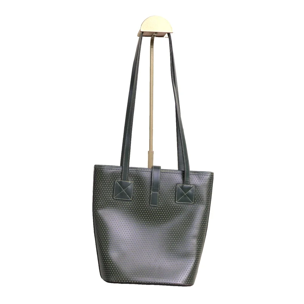 VTG Dooney & Bourke Bucket Bag Emerald Green Yellow Leather A0053983 USA Made - Picture 2 of 11